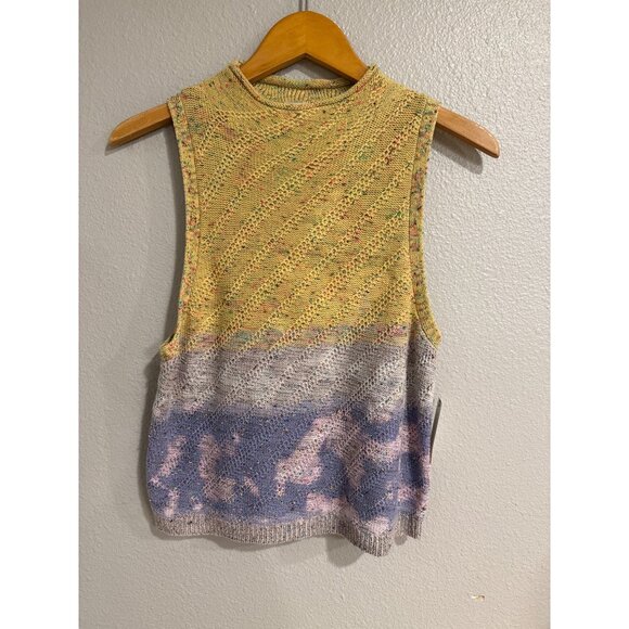 Anthropologie Pilcro Sleeveless Knit Waterway Bleached Roll-Neck Sweater Tank Ye - Picture 7 of 9